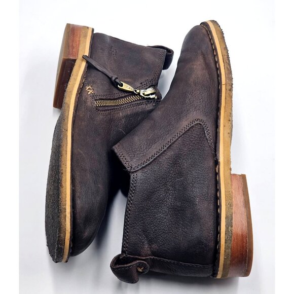 UGG Women's Dark Brown Leather Clementine Shearling Leather Ankle Boot Sz 7 2953 - Picture 13 of 16